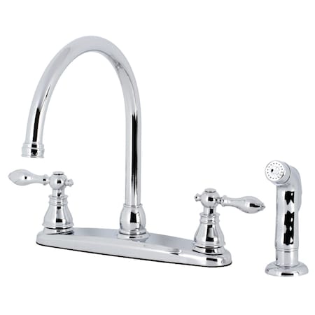 Kingston Brass American Classic Centerset Kitchen Faucet W/Side Sprayer, Chrm KB721ACLSP